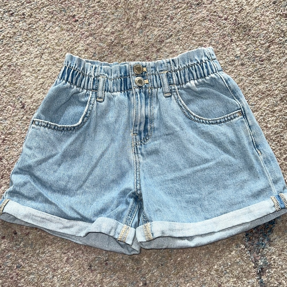 ZARA girls denim paper bag shorts